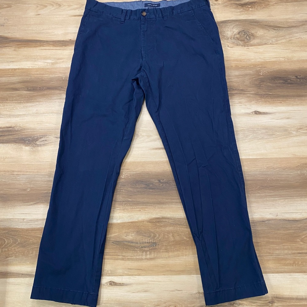 Tommy Hilfiger Chinos 36x32 Tailored Fit Stretch Cotton Navy Blue Pants